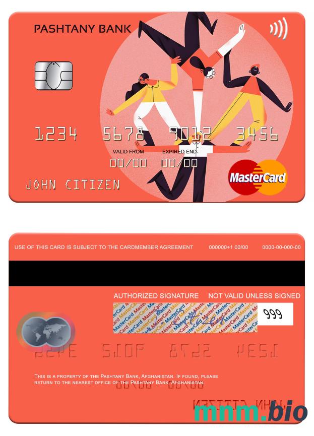 Afghanistan Pashtany Bank przykład karty mastercard w formacie PSD